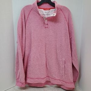 Tommy Bahama Men's Sz L Pink Red Seaway Snap Mock Neck Sweater Pullover